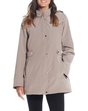 Gallery Water Resistant Zip Front Rain Jacket - Natural