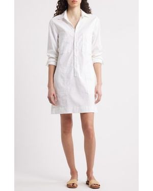 Frank & Eileen Ireland Long Sleeve Stretch Cotton & Linen Shirtdress - White