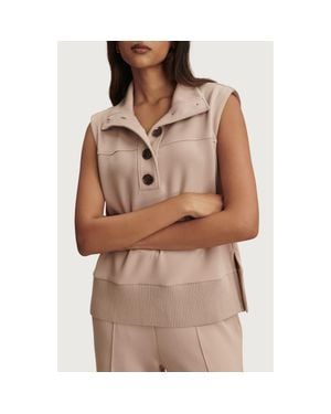 Varley Conall Half Button Sleeveless Top - Brown