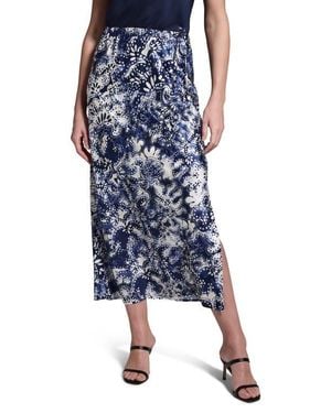 NIC+ZOE Twilight Blooms Midi Skirt - Blue