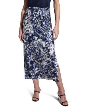 NIC+ZOE Twilight Blooms Midi Skirt - Blue