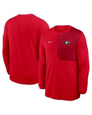 Nike Georgia Bulldogs 2025 Sideline Coach Uv Performance Long Sleeve T-Shirt - Red