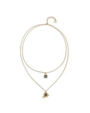 Uno De 50 Multi-Layer Pendant Link Chain Necklace With Heart Charm - White