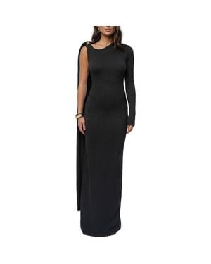 JLUXLABEL Aniza Drape Long Sleeve Maxi Dress - Black