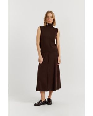 Chinti & Parker Wool-Cashmere High-Neck Tank - Brown