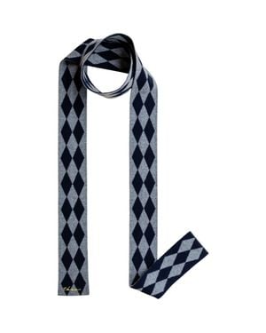 TBCo Merino Wool Harlequin Skinny Scarf - Blue