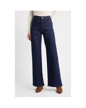 FRAME Le Slim Palazzo Patch Pocket High Waist Wide Leg Jeans - Blue