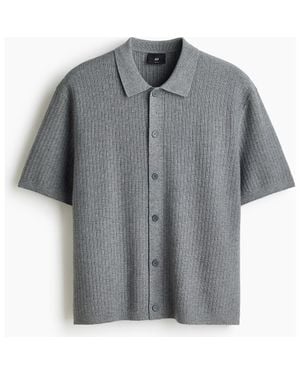 H&M Regular Fit Textured-Knit Shirt - Gray