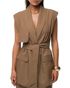 JLUXLABEL Jeanie Belted Vest - Brown