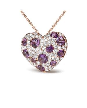 Haus of Brilliance 3/4 Cttw Diamond And Amethyst Heart Shape Pendant Necklace - Pink