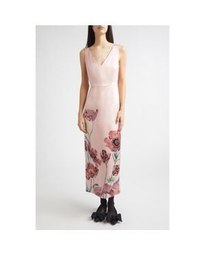 Erdem Floral Duchess Midi Pencil Dress - White