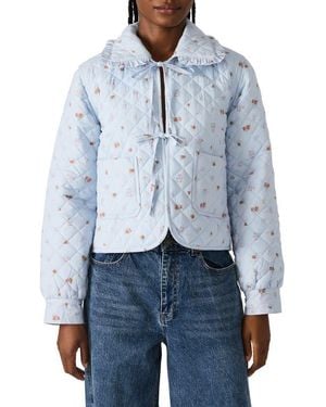 Steve Madden Nellie Floral Quilted Cotton Blend Jacket - Blue