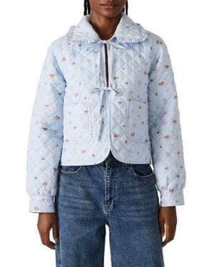 Steve Madden Nellie Floral Quilted Cotton Blend Jacket - Blue