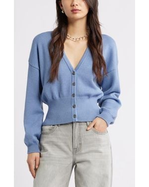 Open Edit Rib Waist Cardigan - Blue