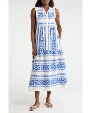 Elan Sleeveless Cotton Cover-Up Midi Dress - Blue