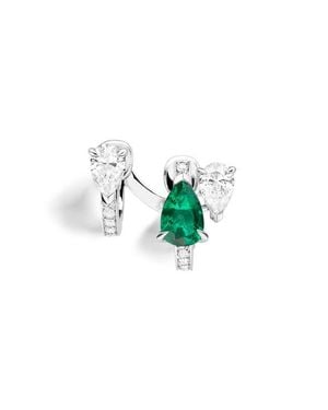 Repossi Serti Sur Vide Pavé Diamond & Emerald Earring - Blue