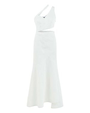 Jendue US Ron Asymmetric Denim Maxi Dress - White