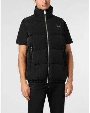 Philipp Plein Nylon Down Jacket Vest - Black