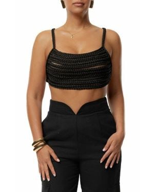 JLUXLABEL Sofia Braided Crop Top - Black