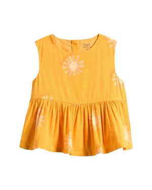 OTTER AVENUE Sun Print Peplum Top - Orange