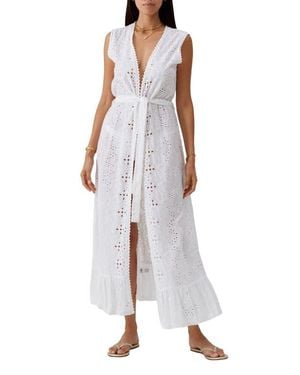 Melissa Odabash Marta Eyelet Cotton Maxi Cover-Up Dress - Purple