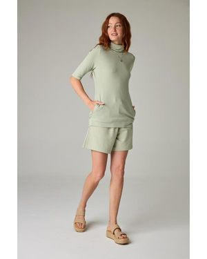 eavolu® Acadia Aspen Eco-Luxe Rib Short-Sleeve Top - Natural