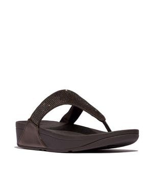 Fitflop Lulu Crystal Embellished Toe-Post Sandals - Brown