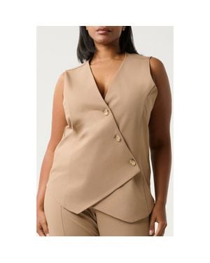 Estelle Mahina Asymmetric Sleeveless Top - Natural