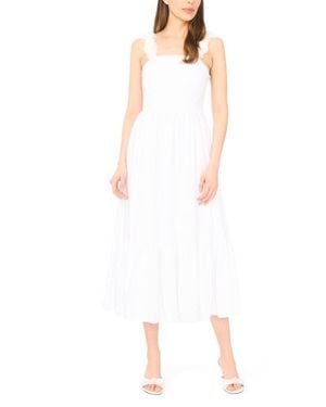 Cece Floral Strap Midi Dress - White