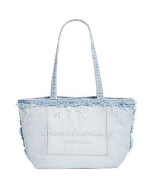 Alexander Wang Medium Punch Logo Denim Fray Tote - Blue