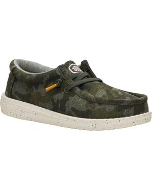 HEYDUDE Kids' Wally T Stretch Jersey Camo Slip-On - Green