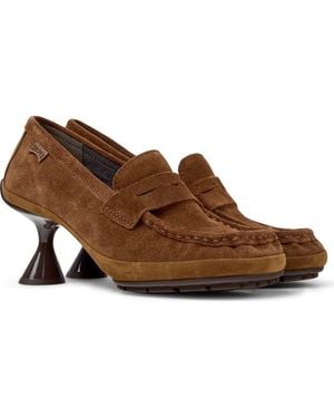 Camper Leather Moccasin Pump - Brown