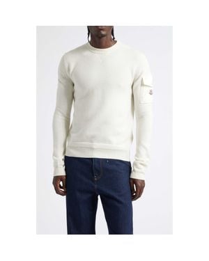 Moncler Wool Crewneck Sweater - White