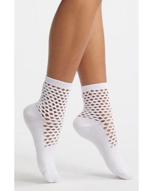 Stems Mesh Grippy Crew Socks - White