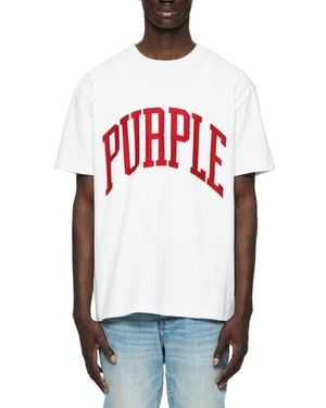 Purple Brand Oversize Heavyweight Logo Graphic T-Shirt - White