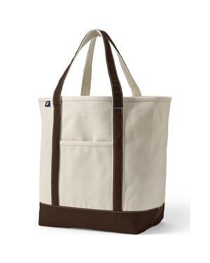 Lands' End Open Top Canvas Tote Bag - White