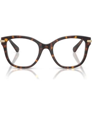 Swarovski 49Mm Crystal Embellished Square Optical Glasses - Brown