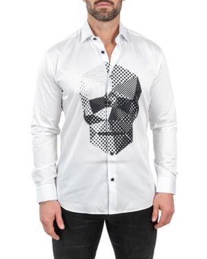 Maceoo Fibonacci Skullpoints Contemporary Fit Button-Up Shirt - White