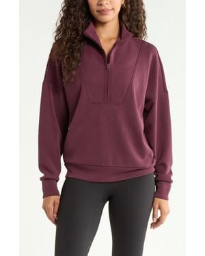 Zella Soft Luxe Half Zip Pullover - Red