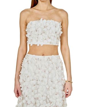 Endless Rose 3D Floral Crop Bandeau Top - Gray