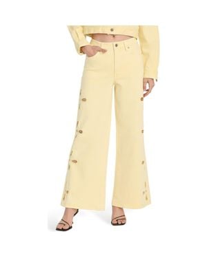 GOOD AMERICAN Good Waist Embroidered Palazzo Jeans - Yellow