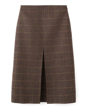 Mango Check Pleat Front Midi Skirt - Brown
