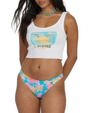 Billabong Summer Sweetness Graphic Scoop Neck Crop Tank Top - Blue