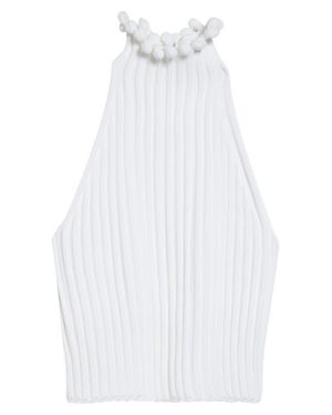 Alaïa Curled Trim Rib Top - White