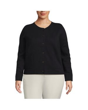 Lands' End Plus Size Fine Gauge Cotton Milano Blazer Sweater - Black