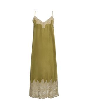 The Great The Legacy Lace Detail Silk Slipdress - Green