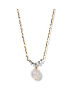 Nadri Faux Pearl & Cubic Zirconia Necklace - Metallic