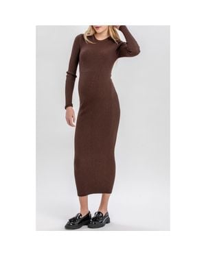 PIETRO BRUNELLI MATERNITY Stella Long Sleeve Rib Body-Con Maternity Dress - Brown