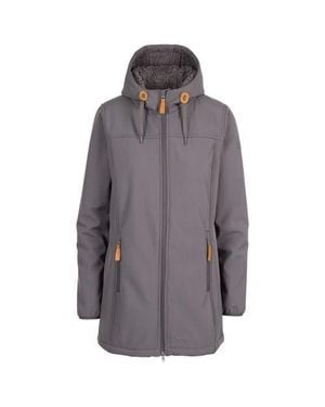 Trespass Kristen Longer Length Hooded Waterproof Jacket - Gray
