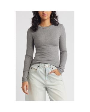 BP. Ribbed Long Sleeve T-Shirt - Gray